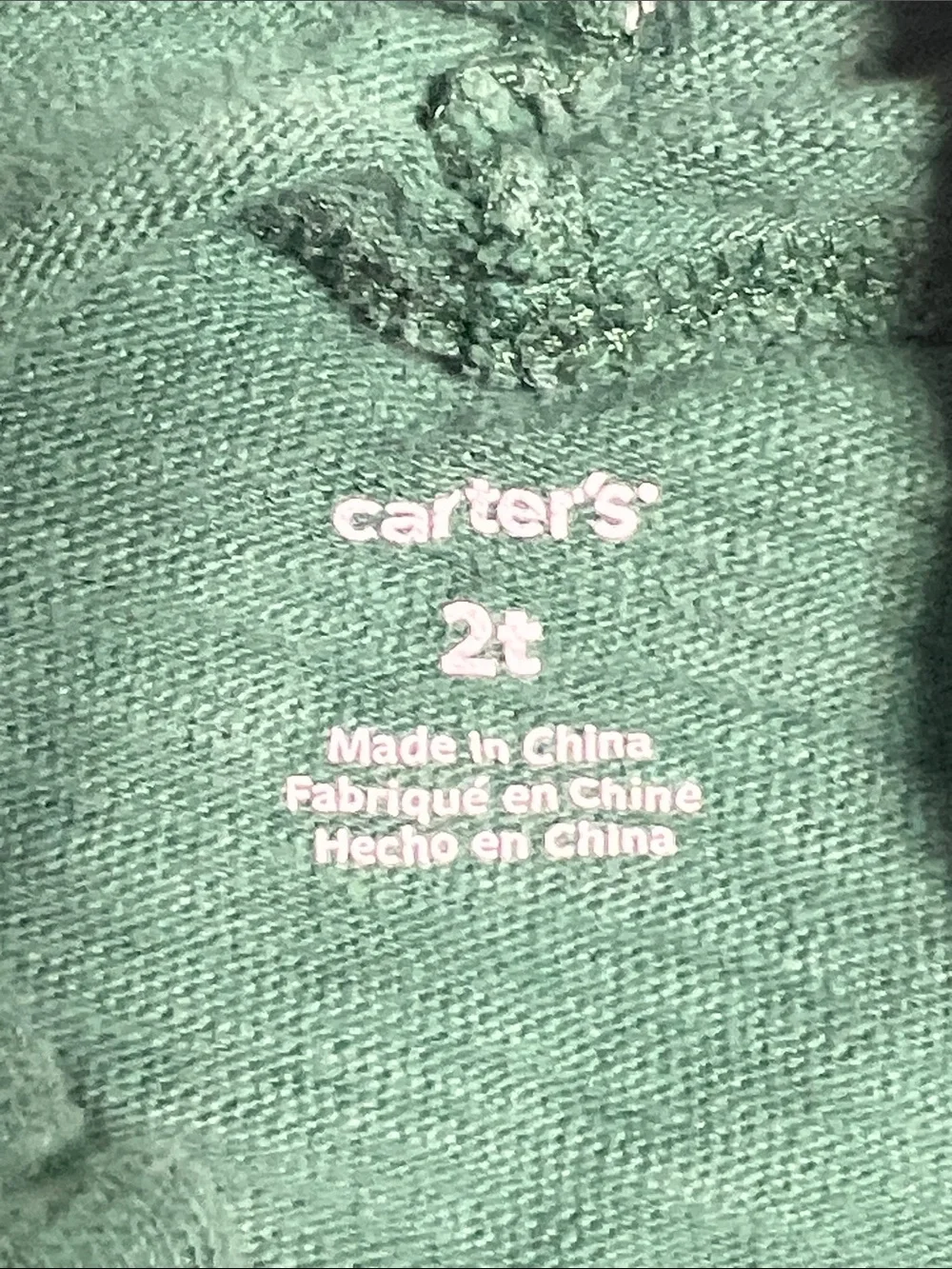 Carter's Green Hooded Pullover Sweatshirt for Kids w/ dinosaur hood